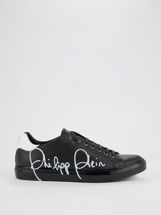 Black Low Top Signature Sneakers