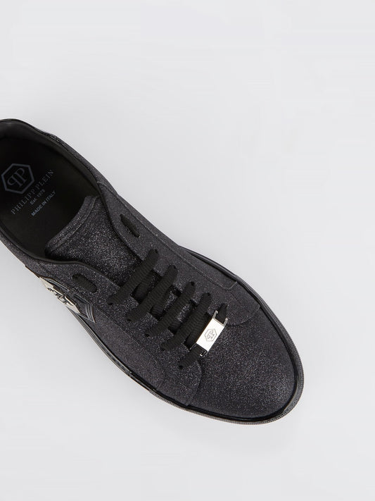 Black Low Top Glitter Sneakers