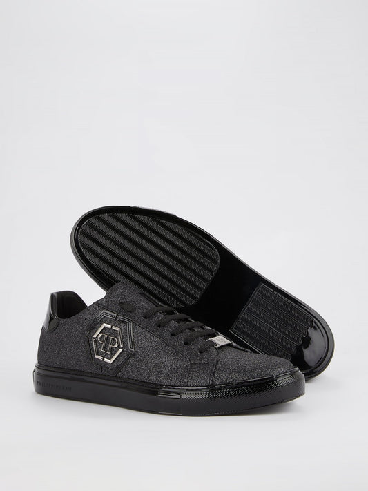 Black Low Top Glitter Sneakers