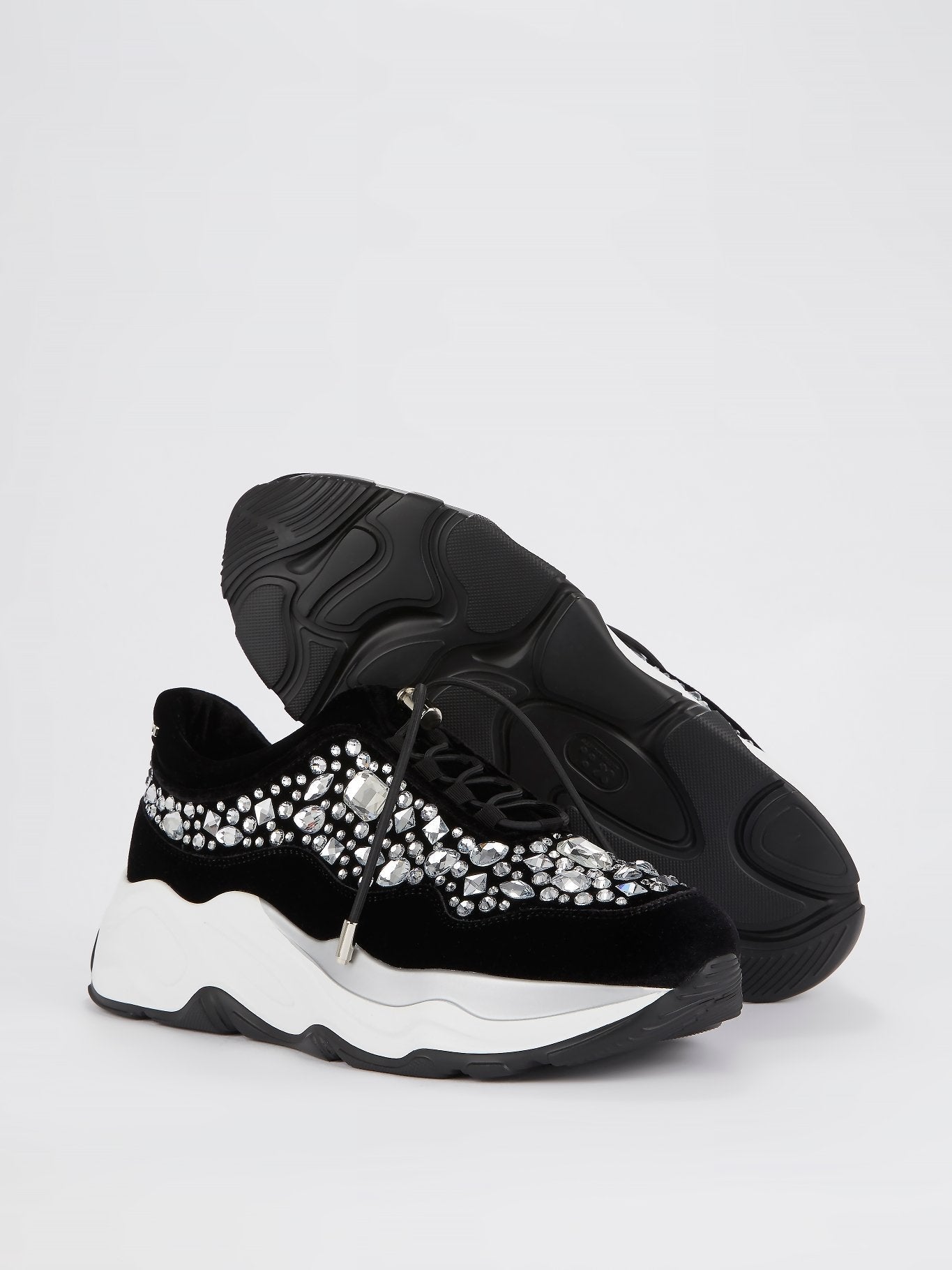 Black Runner Crystal Sneakers