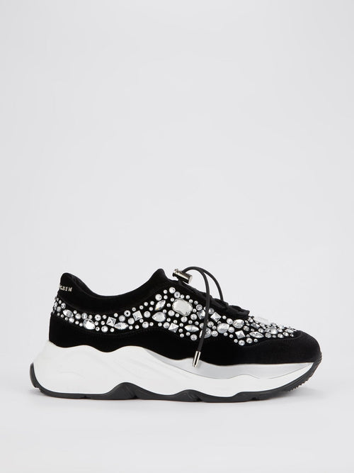 Black Runner Crystal Sneakers