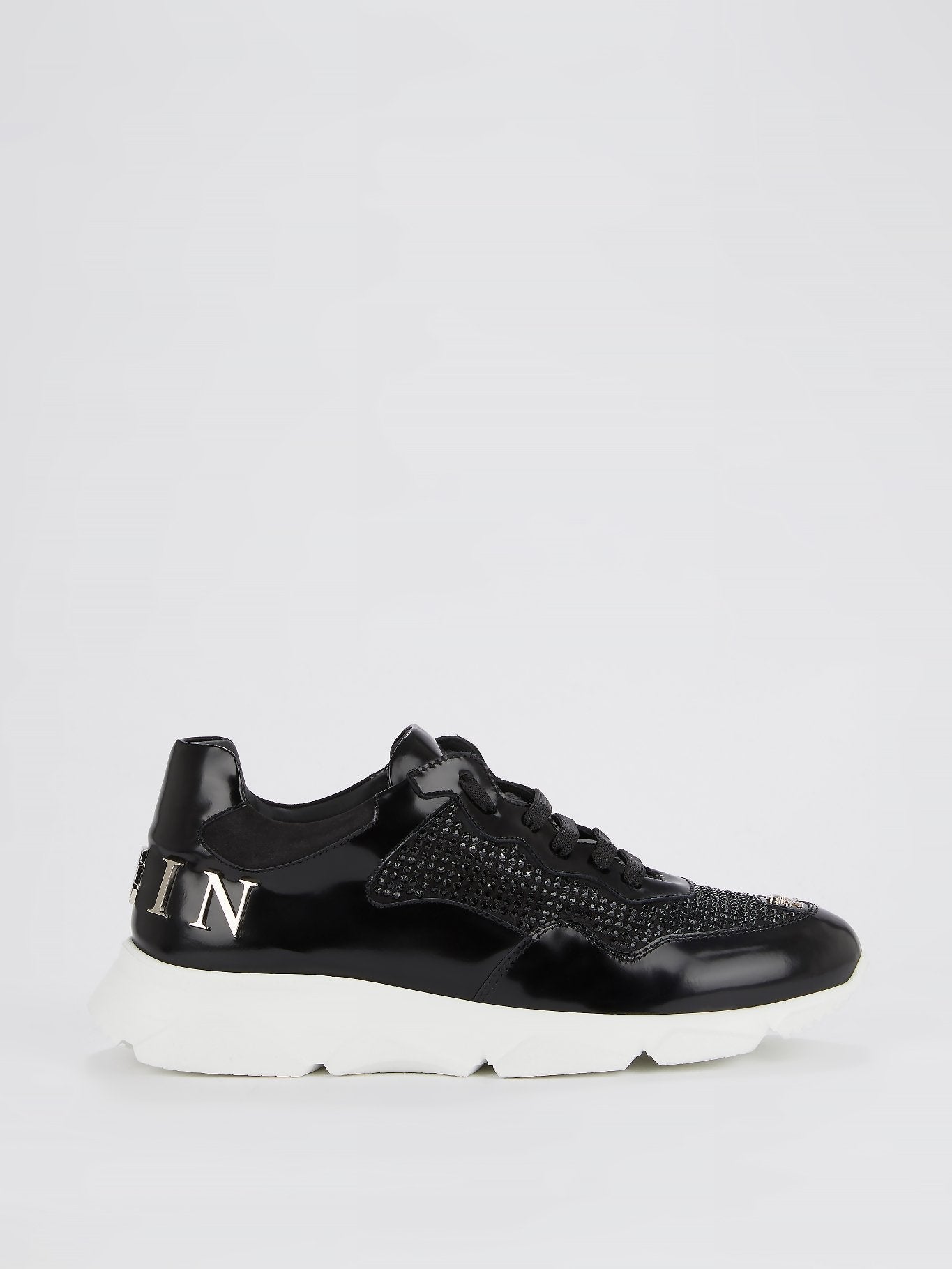 Black Runner Crystal Logo Sneakers