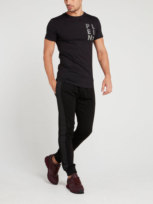 Black Studded Statement Logo T-shirt