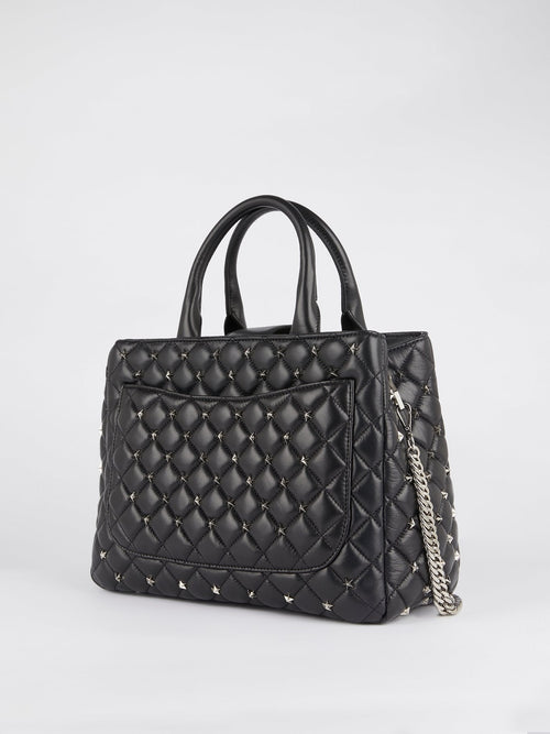 Black Star Studded Quilt Tote Bag