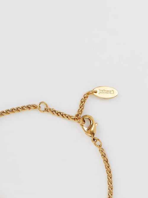 Gold Crystal Studded Monogram Bracelet