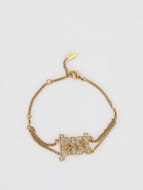 Gold Crystal Studded Monogram Bracelet