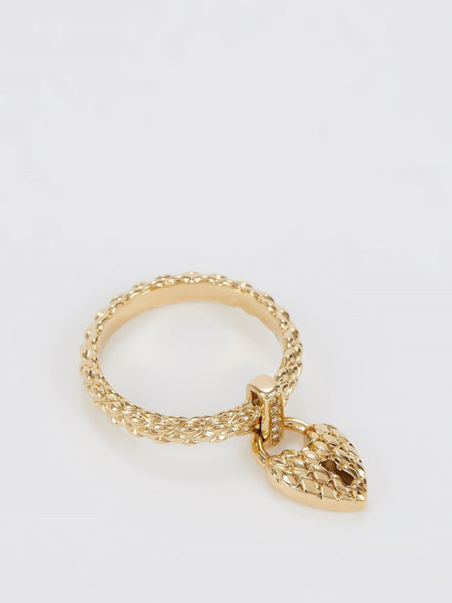 Gold Heart Embellished Ring - Size 6