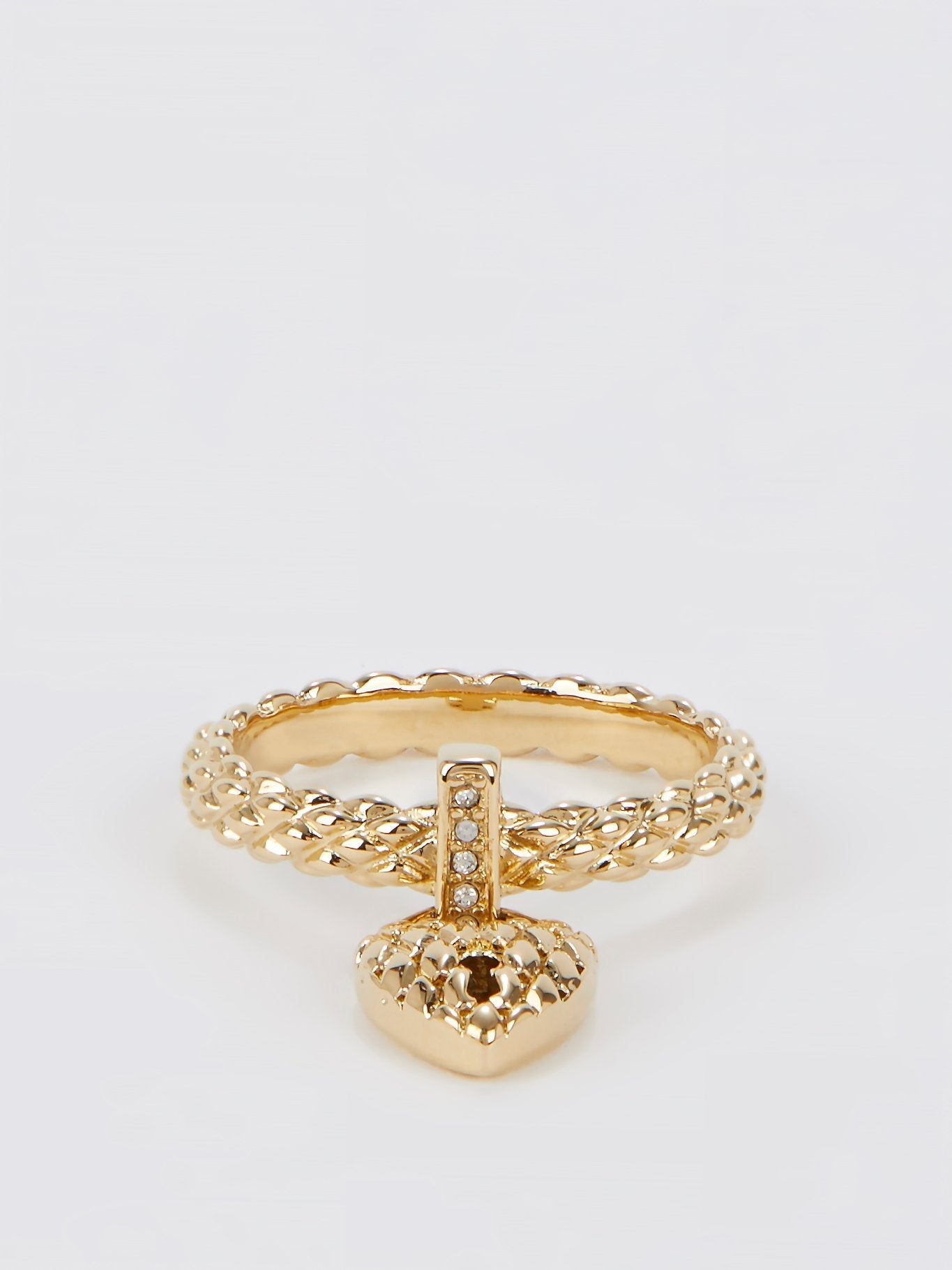 Gold Heart Embellished Ring - Size 7