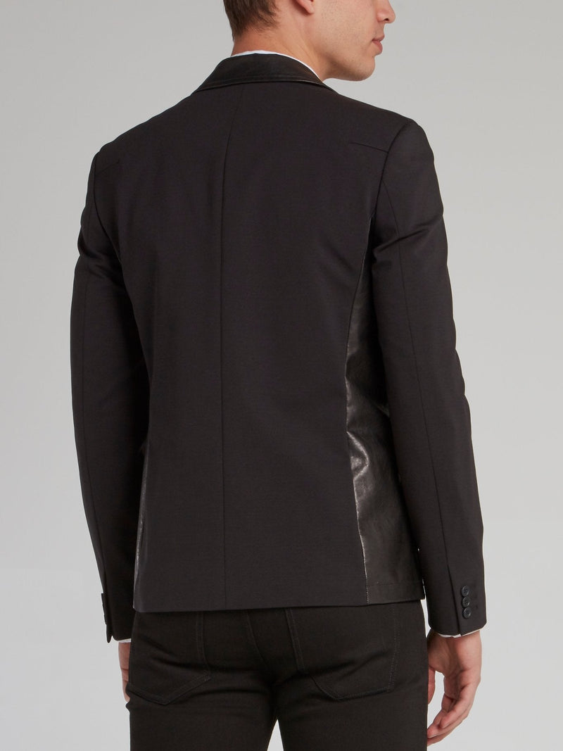 Black Leather Panel Blazer