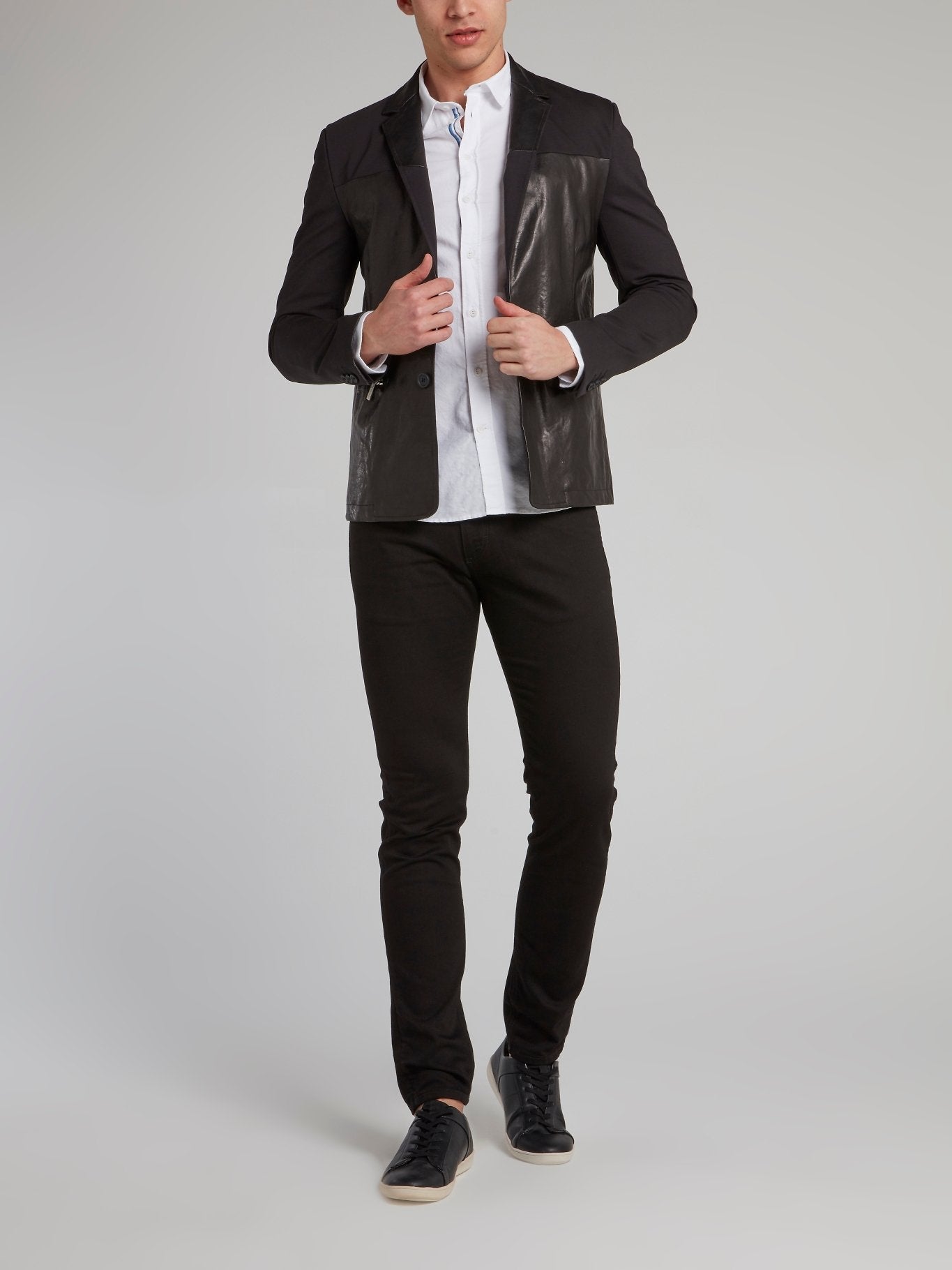 Black Leather Panel Blazer