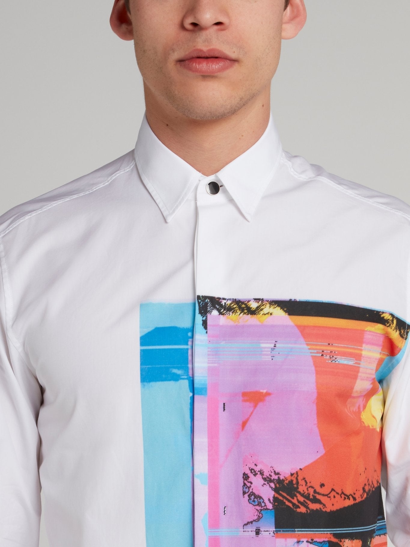 White Abstract Panel Shirt