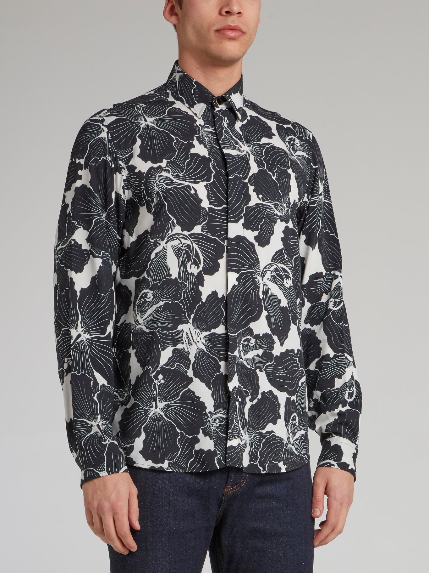 Hibiscus Print Long Sleeve Shirt