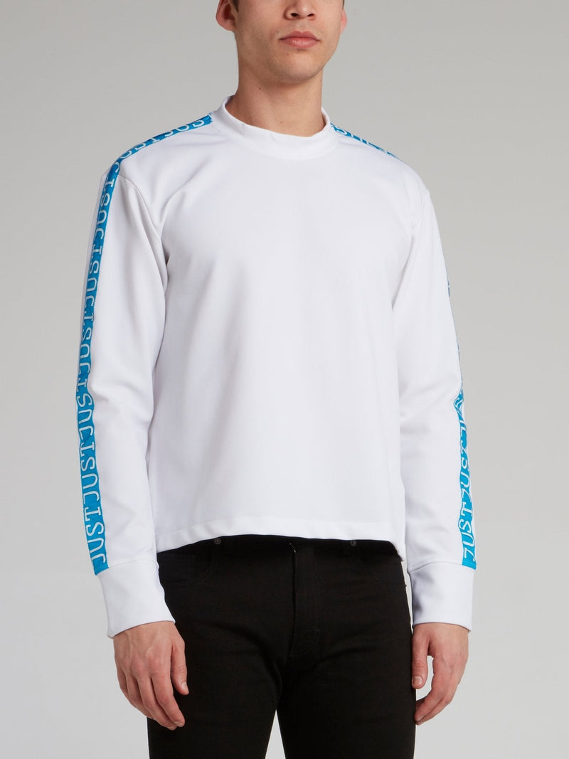 White Logo Tape Crewneck Sweatshirt