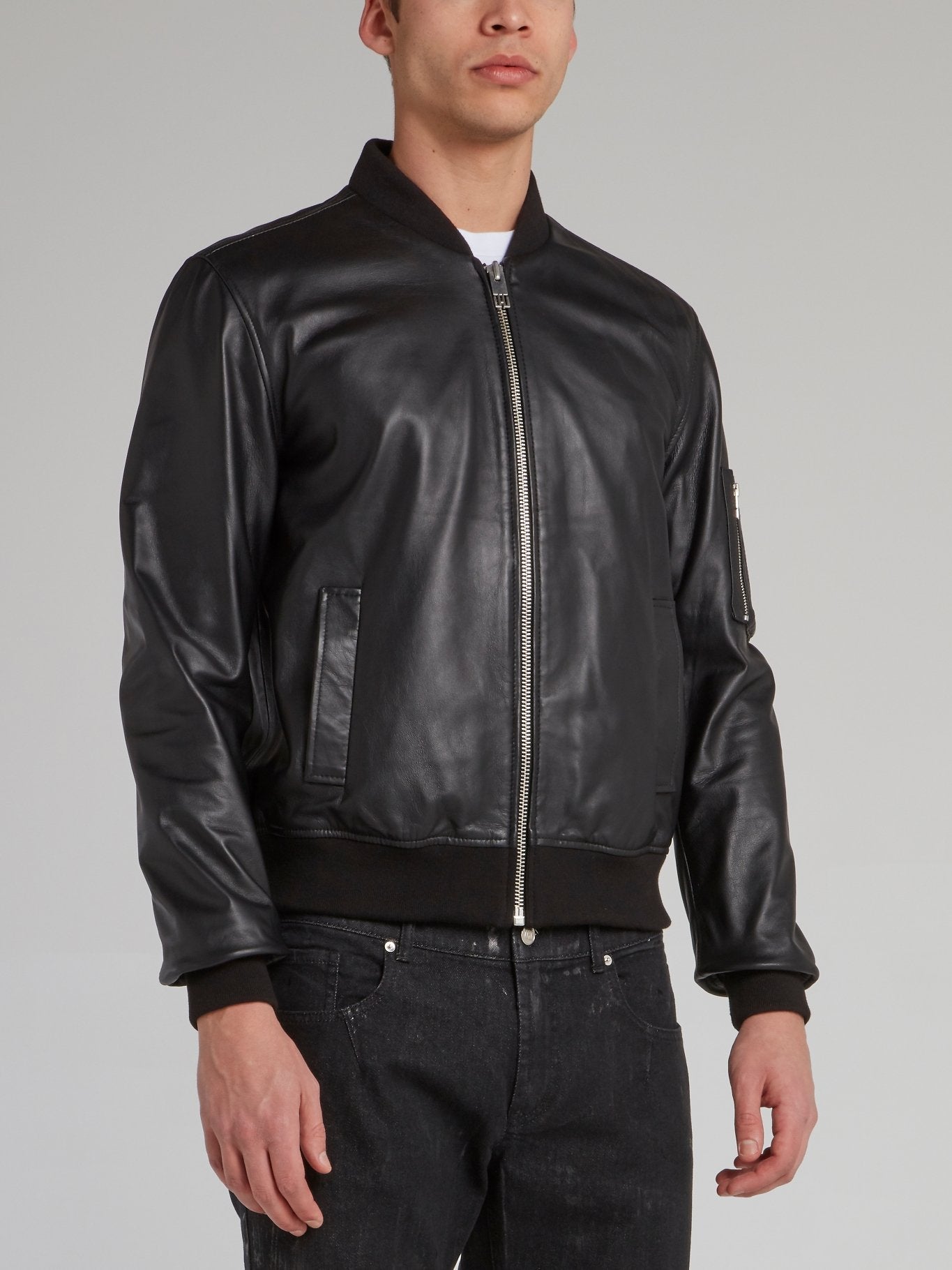 Black Classic Full Leather Bomber Jacket