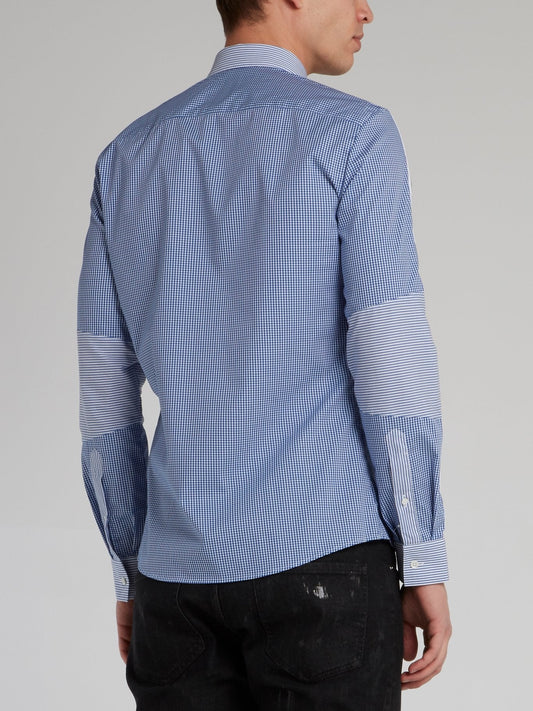 Blue Check Contrast Detail Shirt