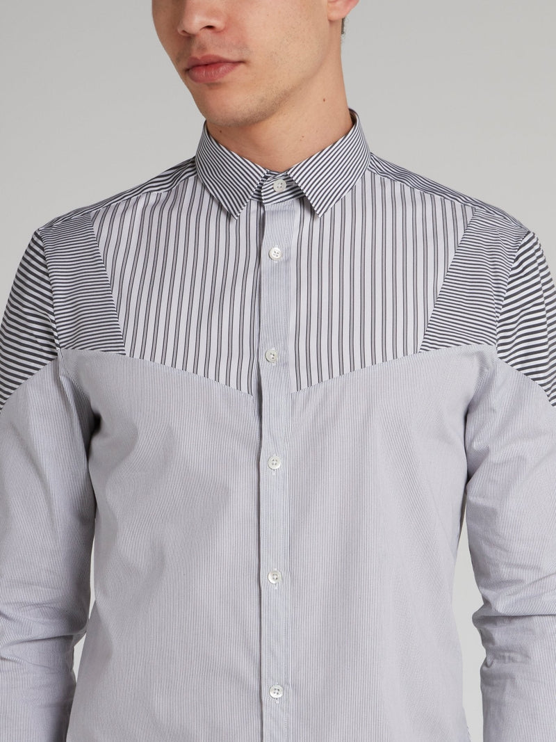 Grey Multi-Stripe Button Up Shirt