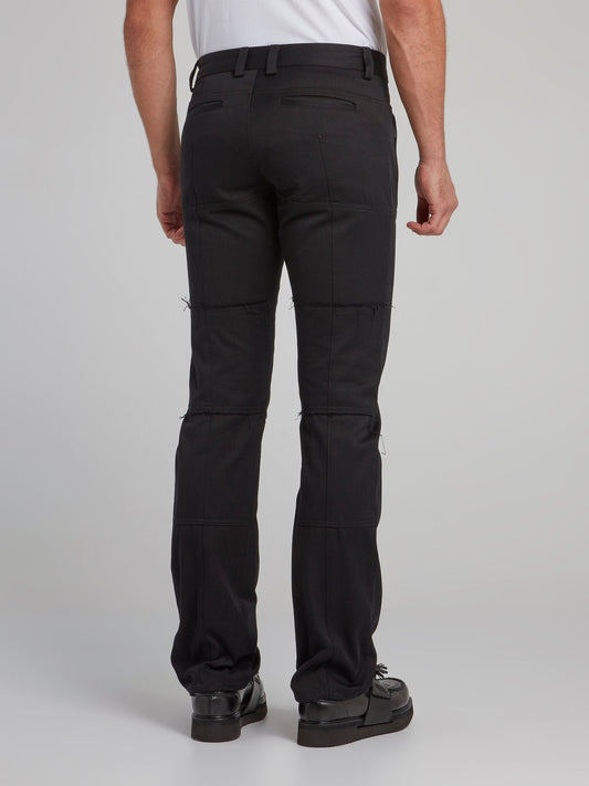 Black Paneled Chino Pants