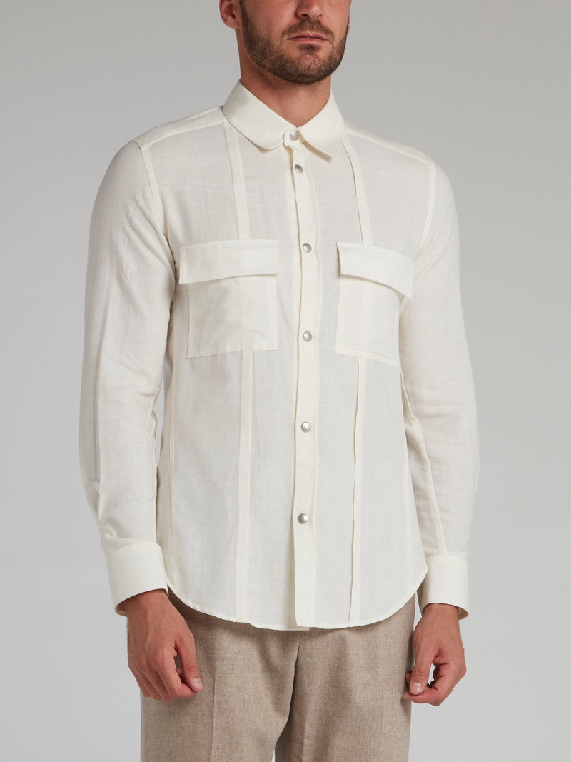 White Button Up Cargo Shirt