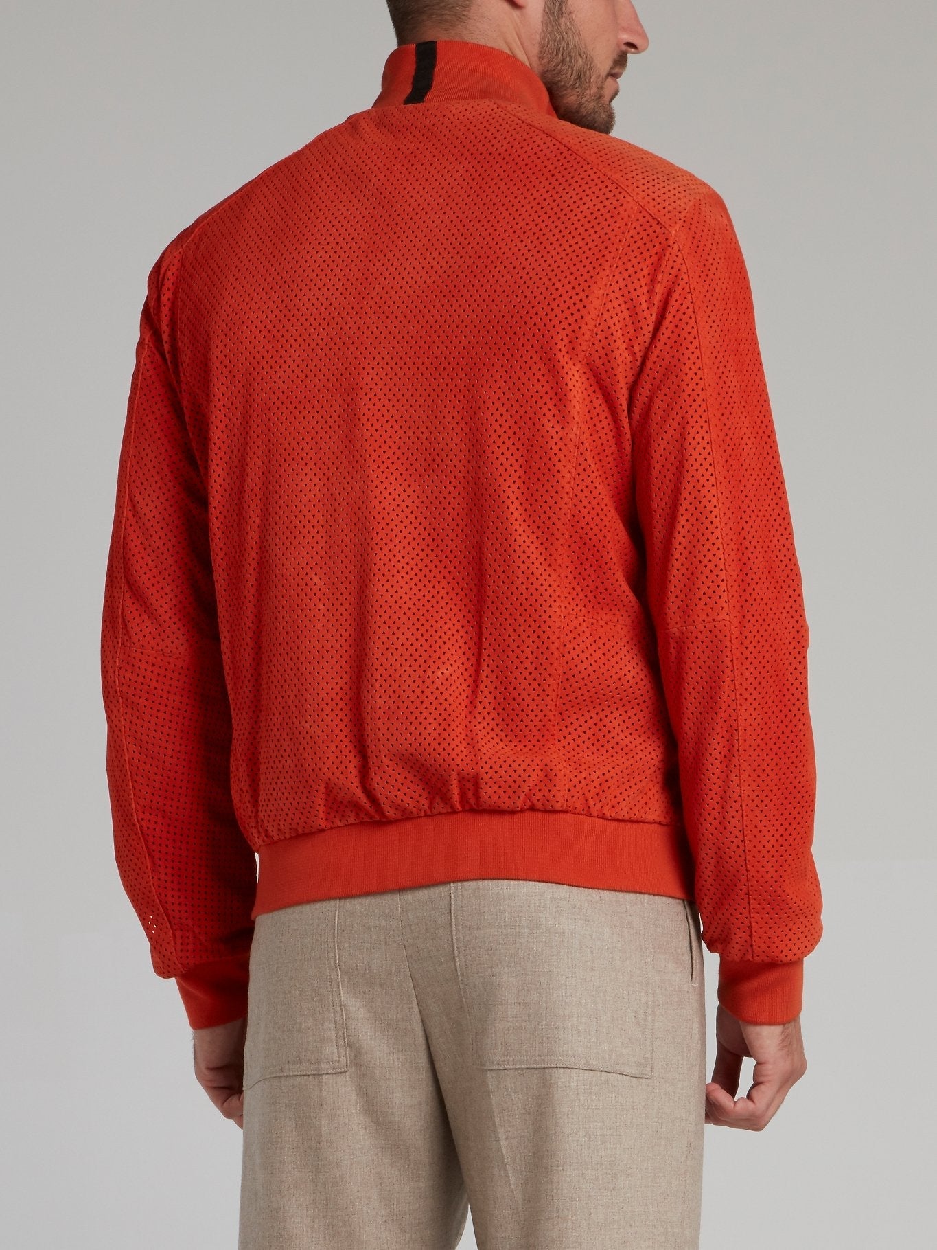 Orange Perforated High Neck Jacket