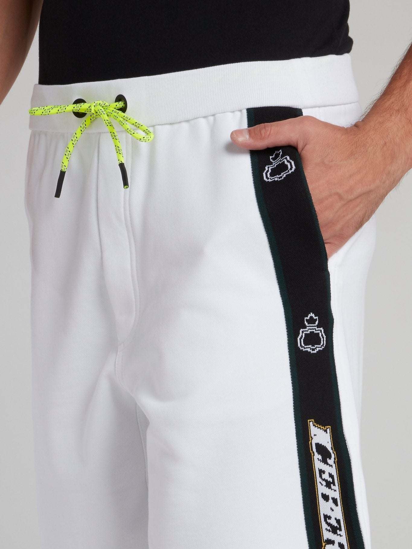 White Logo Tape Seam Shorts