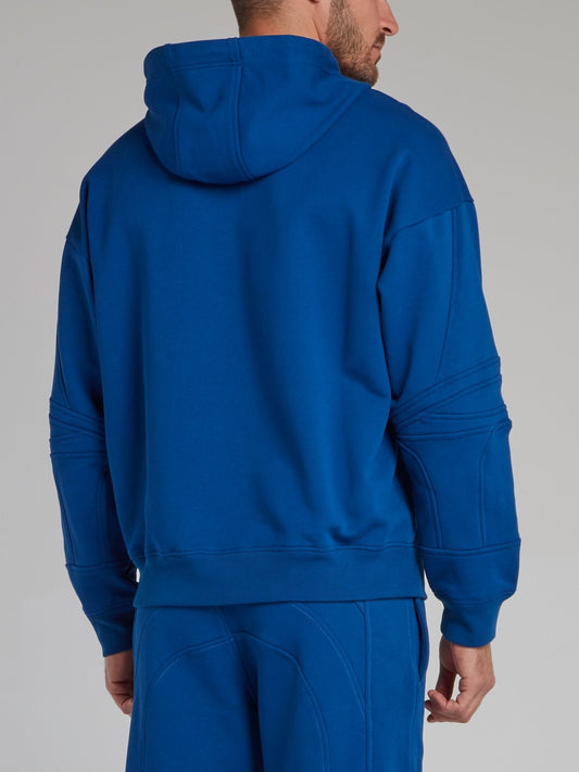 Blue Embroidered Monogram Hoodie