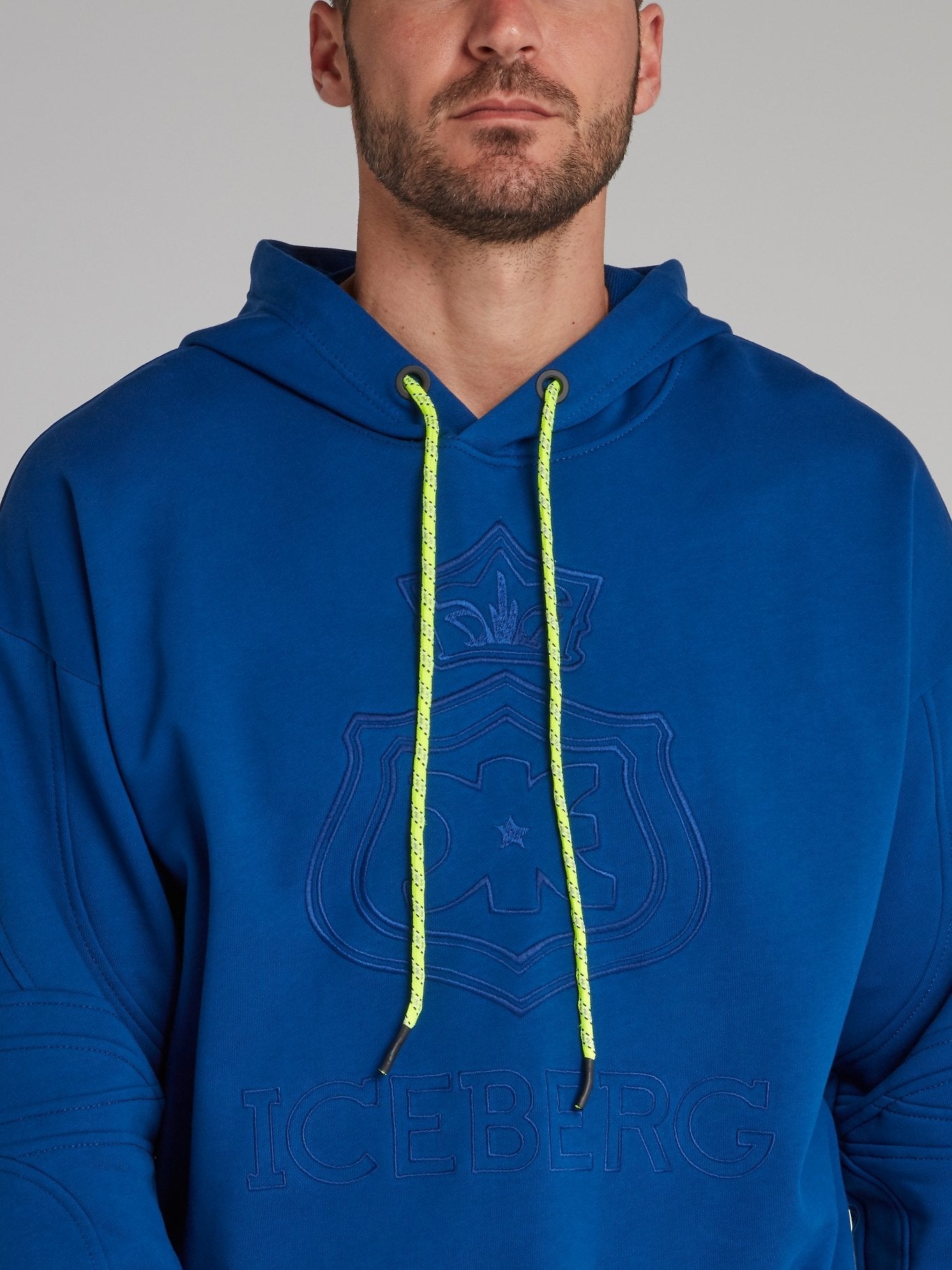 Blue Embroidered Monogram Hoodie