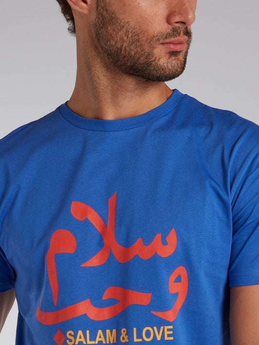 Blue Logo Print Crewneck T-Shirt