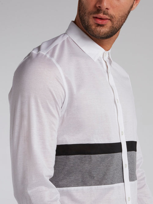 White Contrast Panel Shirt