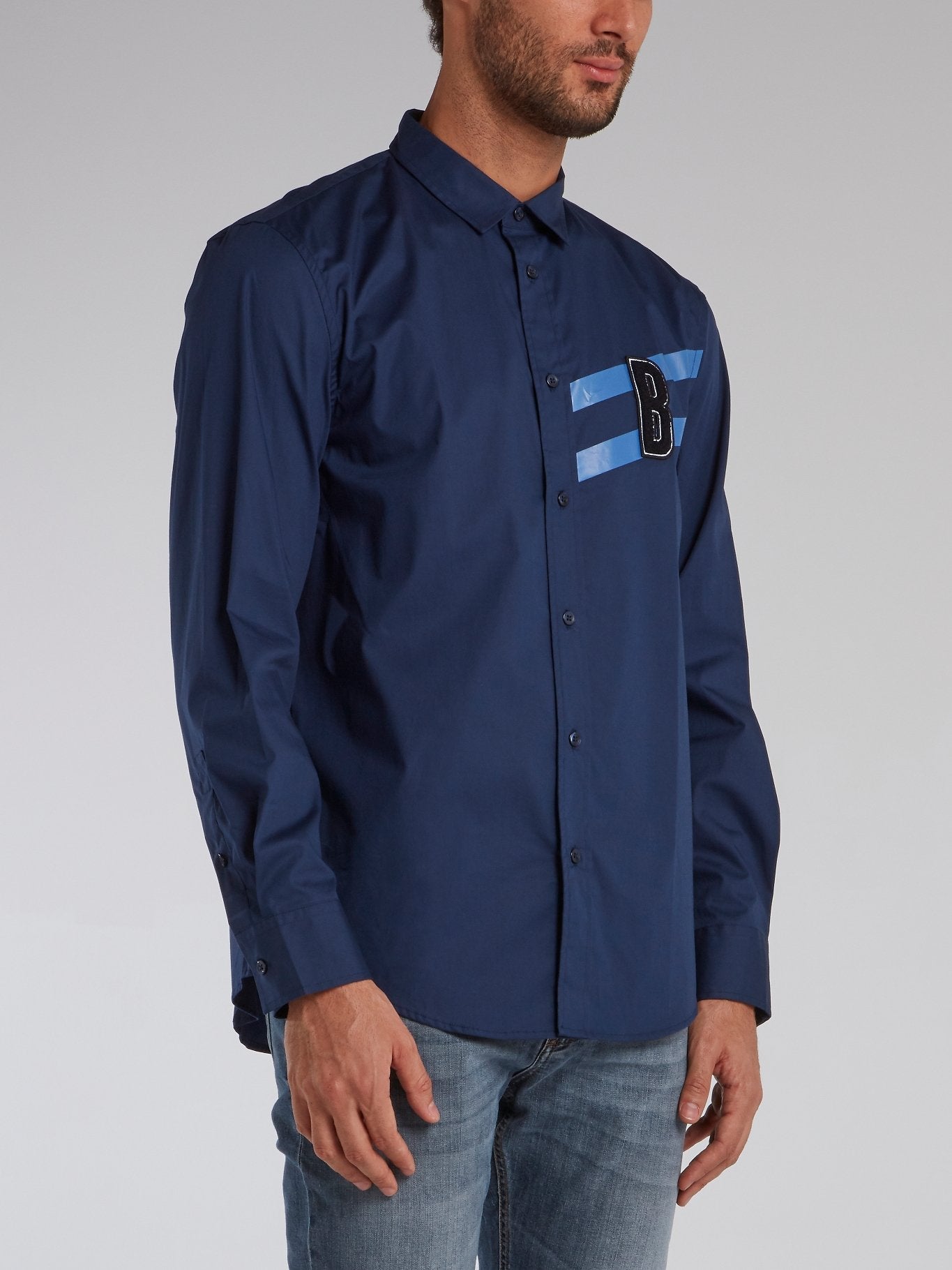 Navy Monogram Appliquéd Shirt