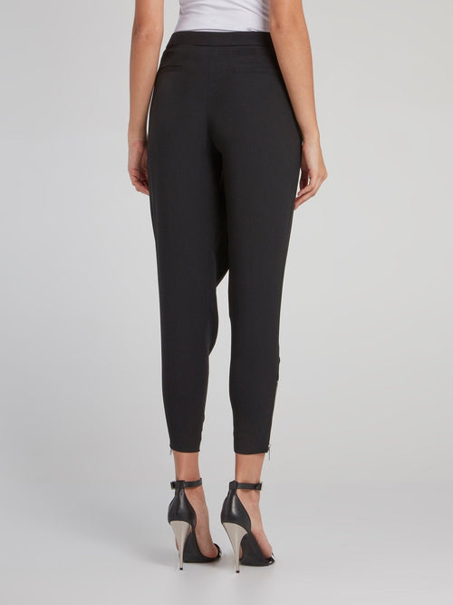 Black Asymmetric Tapered Pants