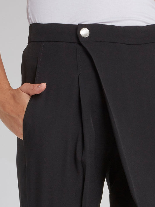 Black Asymmetric Tapered Pants