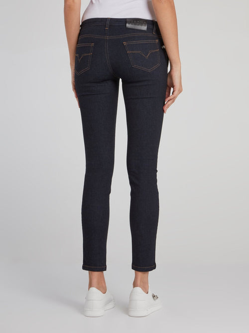 Navy Skinny Capri Jeans