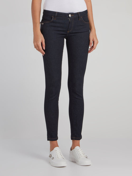 Navy Skinny Capri Jeans