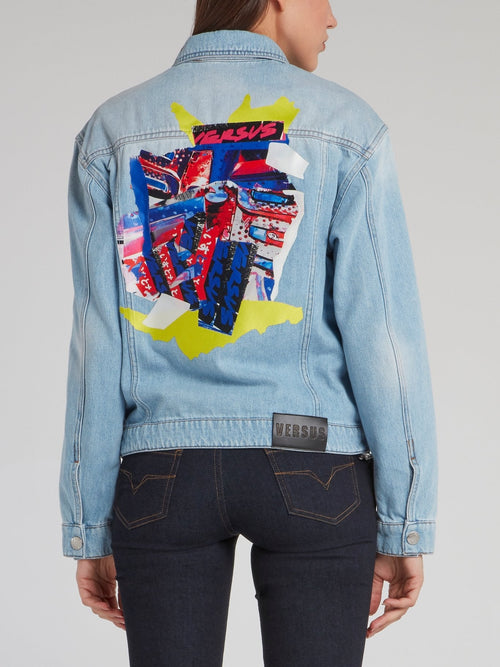 Rear Collage Print Denim Jacket