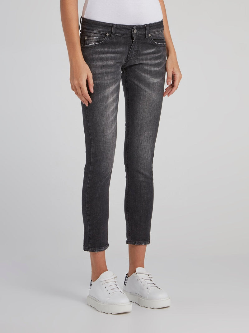 Stone Washed Capri Jeans