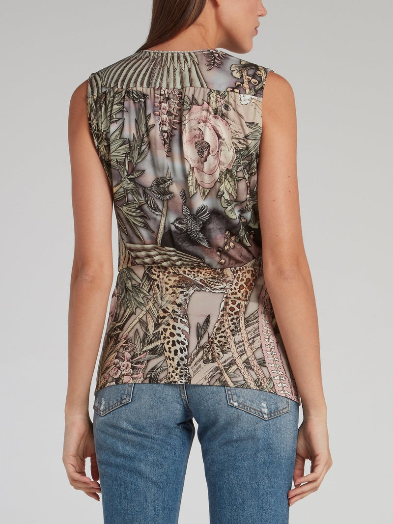 Jungle Print Sleeveless Top