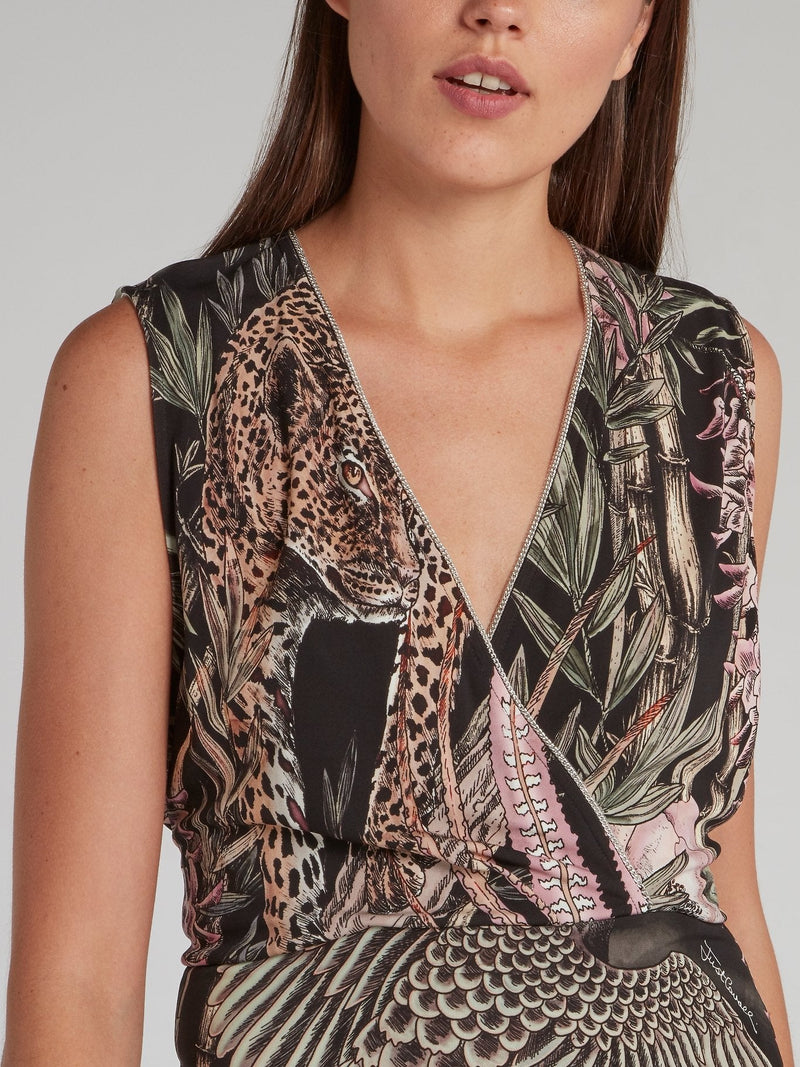 Jungle Print Surplice Top