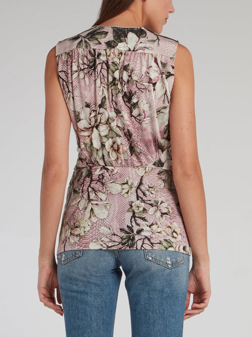 Snake Effect Floral Print Top