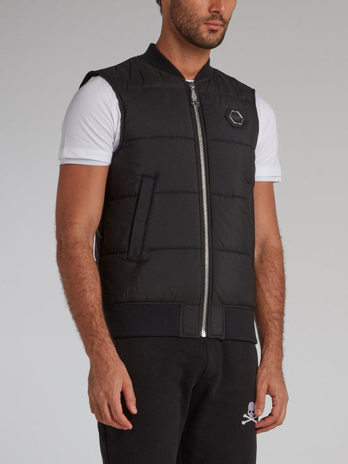 Black Zip Up Quilted Vest