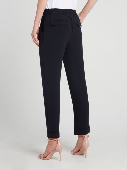 Navy Drawstring Straight Cut Pants