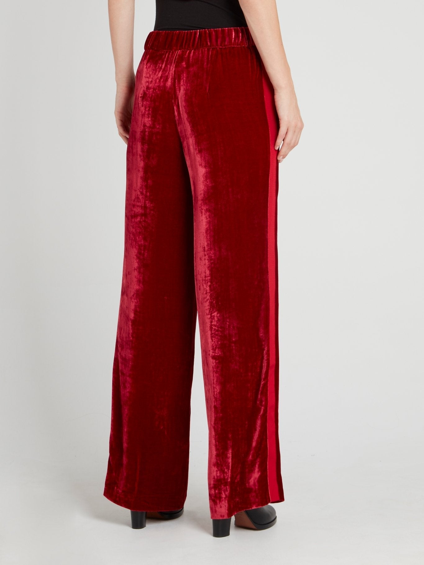 Burgundy Velvet Wide Leg Pants