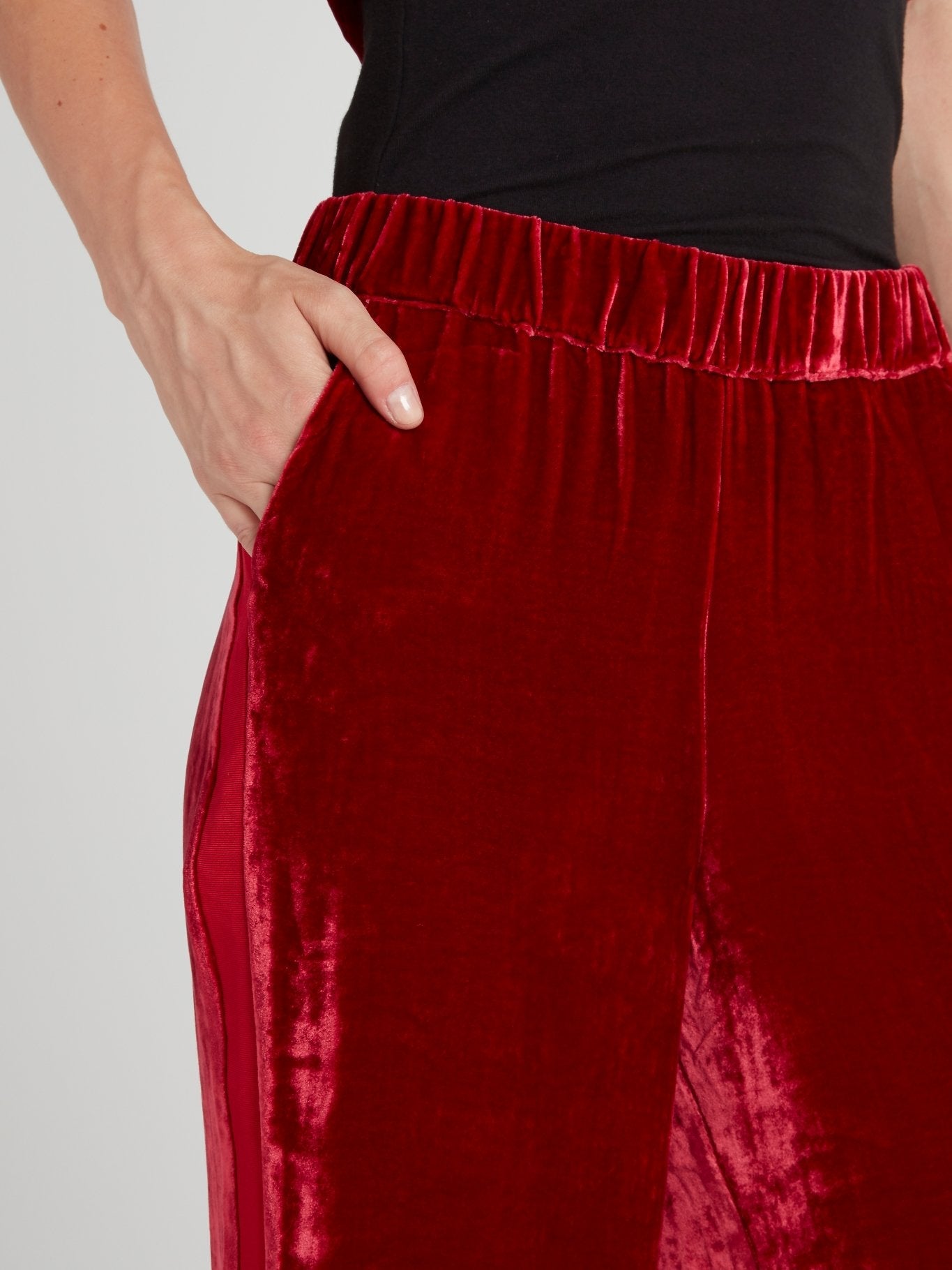 Burgundy Velvet Wide Leg Pants