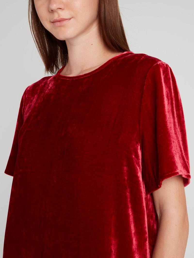 Burgundy Keyhole Back Velvet Top