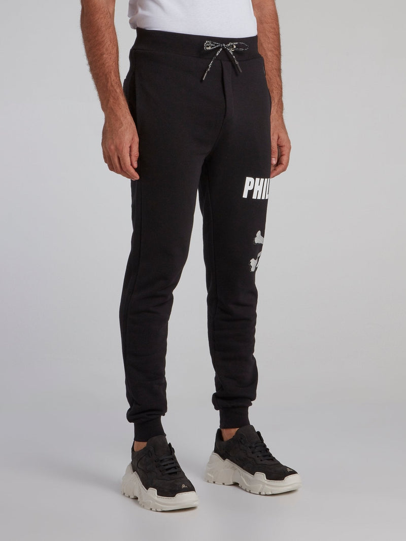 Black Studded Skull Sweat Pants