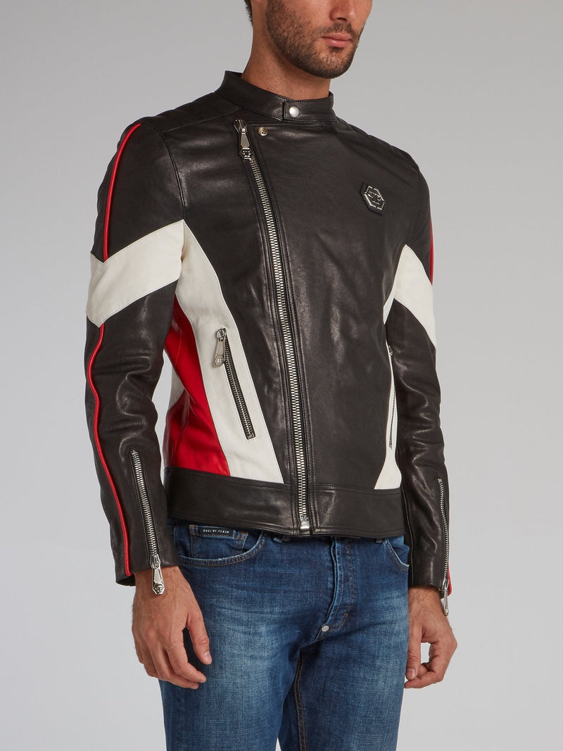 P.L.N. Skull Leather Biker Jacket