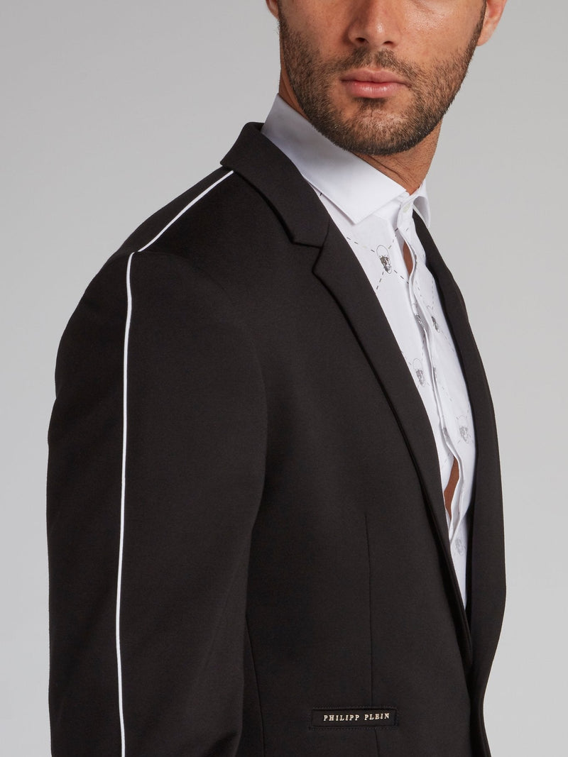 Black Rear Embroidered Logo Blazer