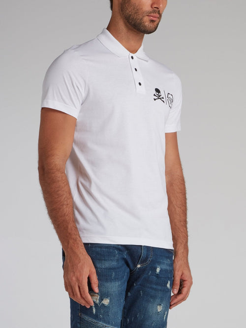 White Skull Monogram Polo Shirt