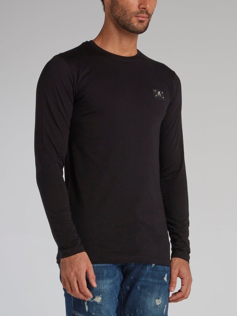 Black Skull Patch Long Sleeve T-Shirt