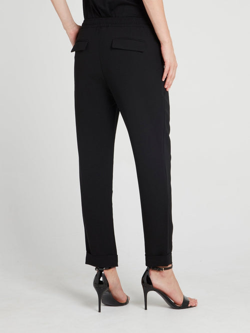 Black Drawstring Straight Cut Pants