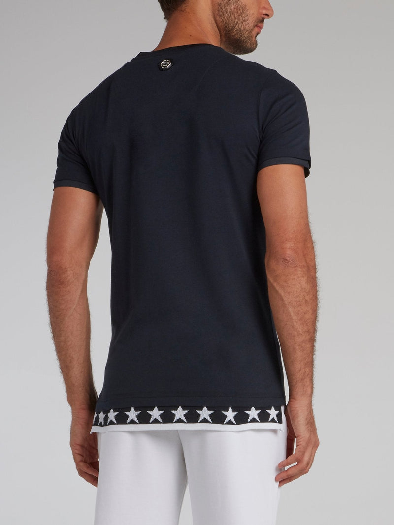 Navy Rubber Print Statement T-Shirt